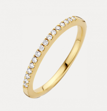 14 KARAAT GEEL GOUDEN AANSCHUIFRING MET BRILJANT IN CHATON ZETTING.
Aanschuifring ofwel Sider. Deze Aanschuifring met chaton zetting heeft 15 briljanten en is prachtig te combineren met andere ringen of om alleen te dragen. Verkrijgbaar in geel wit en rosé goud.